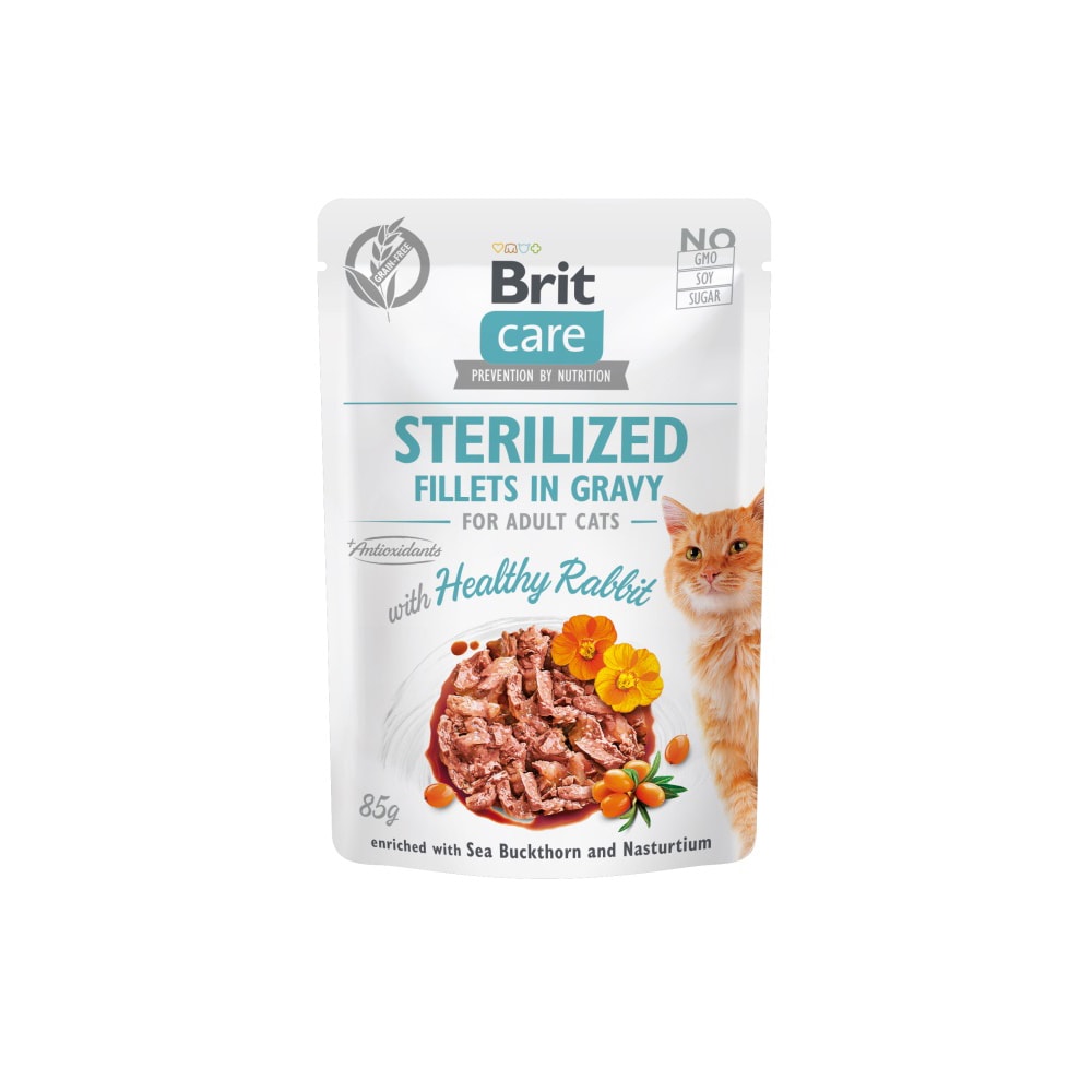 Brit Cat Pouches með Kanínu fyrir Ófrjósemda Kettinga 85g