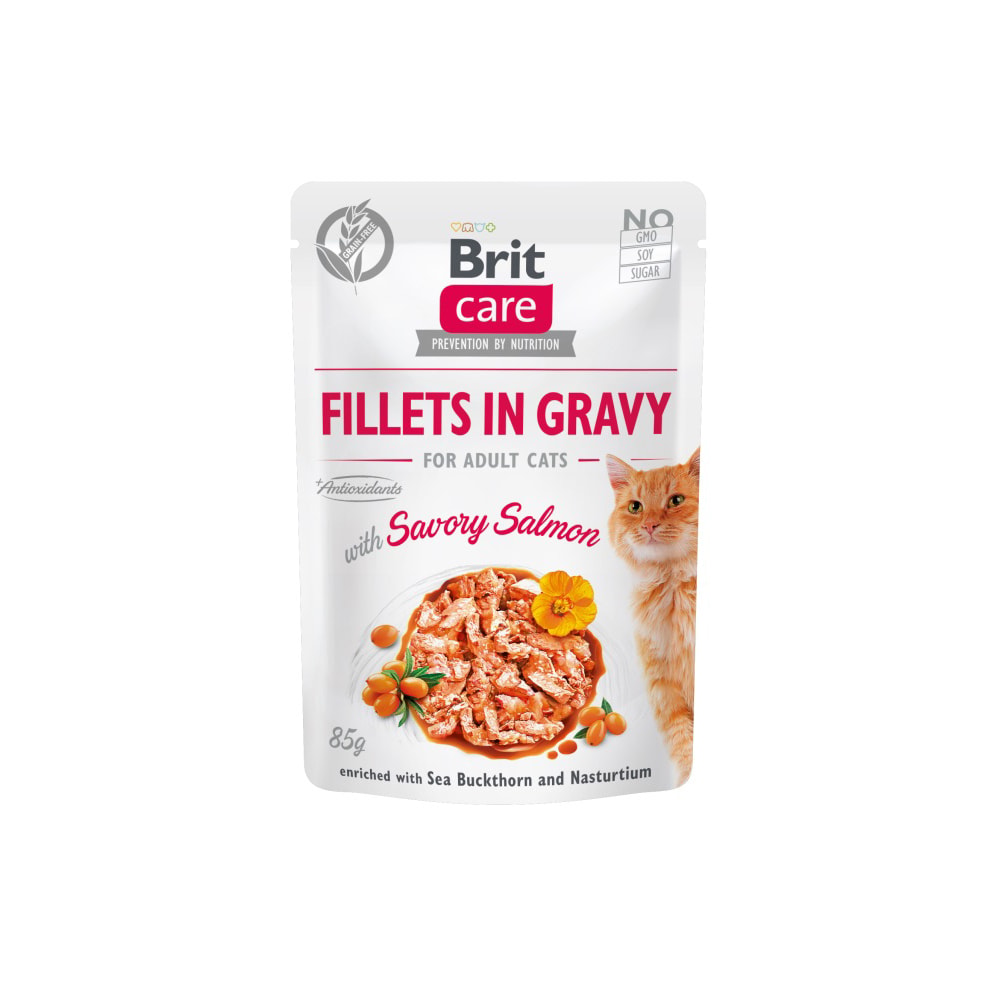 Brit Care Pouches með ljúffengum laxi fyrir fullorðna 85g