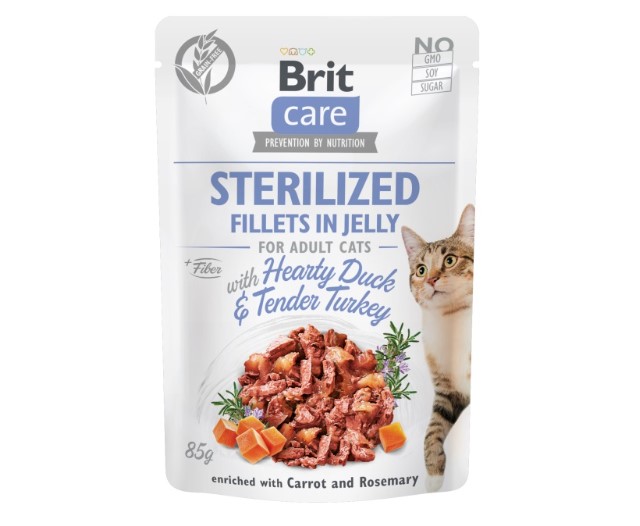 Brit Care kattamauk fyrir gelta ketti með önd og kalkún, 85g.