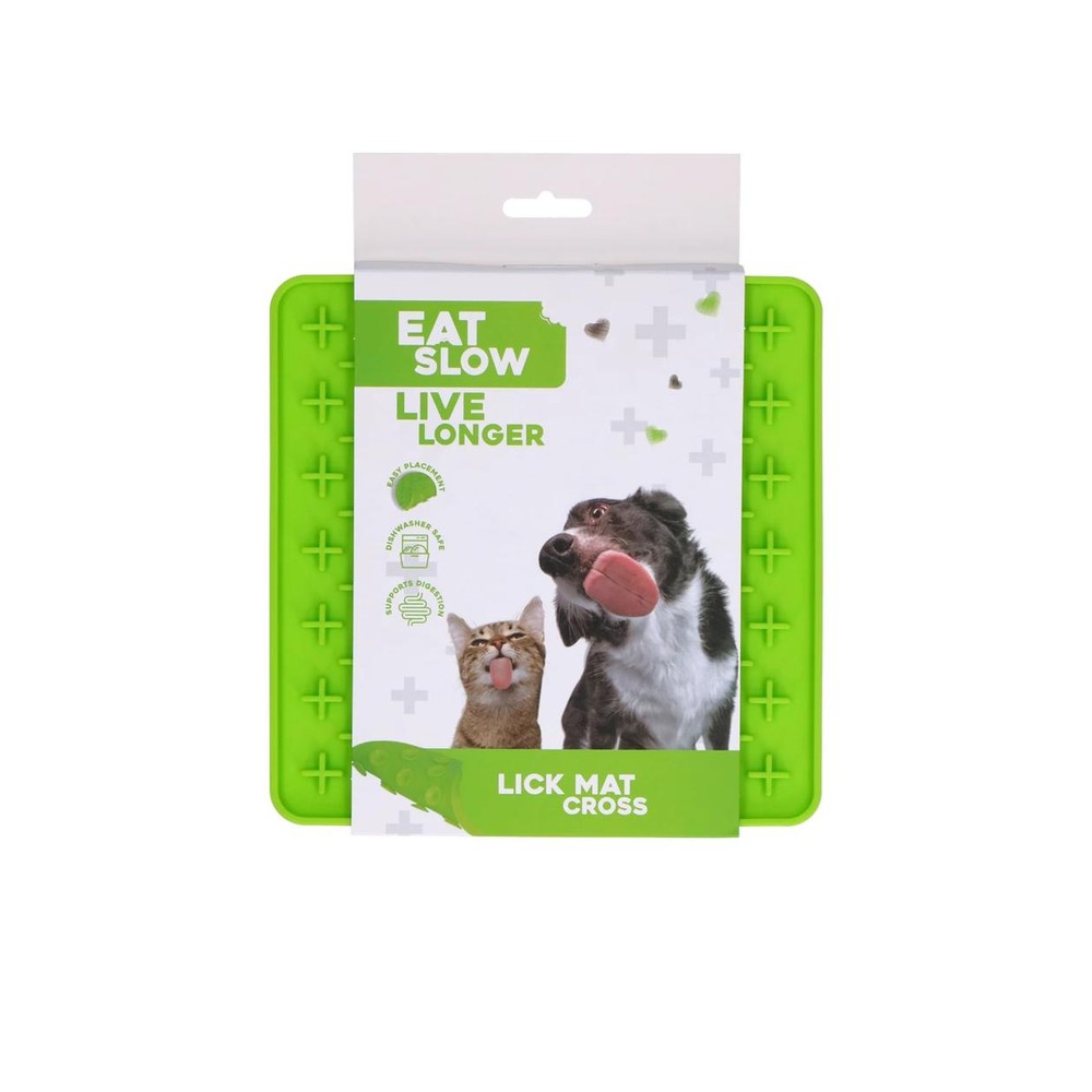 Eat Slow Live Longer Lick Mat Cross Groen