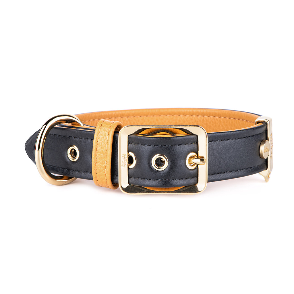 Collar 3,4/70 Cm Leather Black And Ochre Hermitage