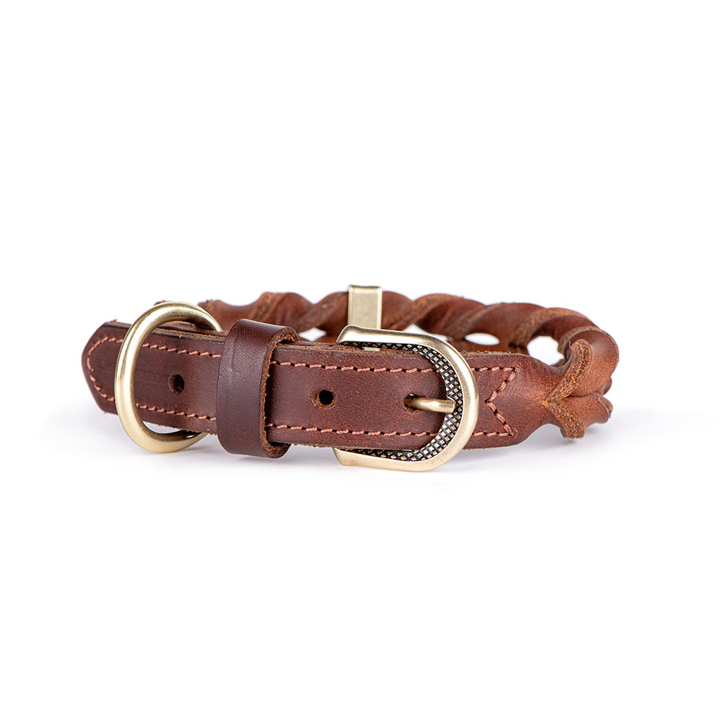 MyFamily Ascot hálsól úr leðri – brún, 35–41 cm