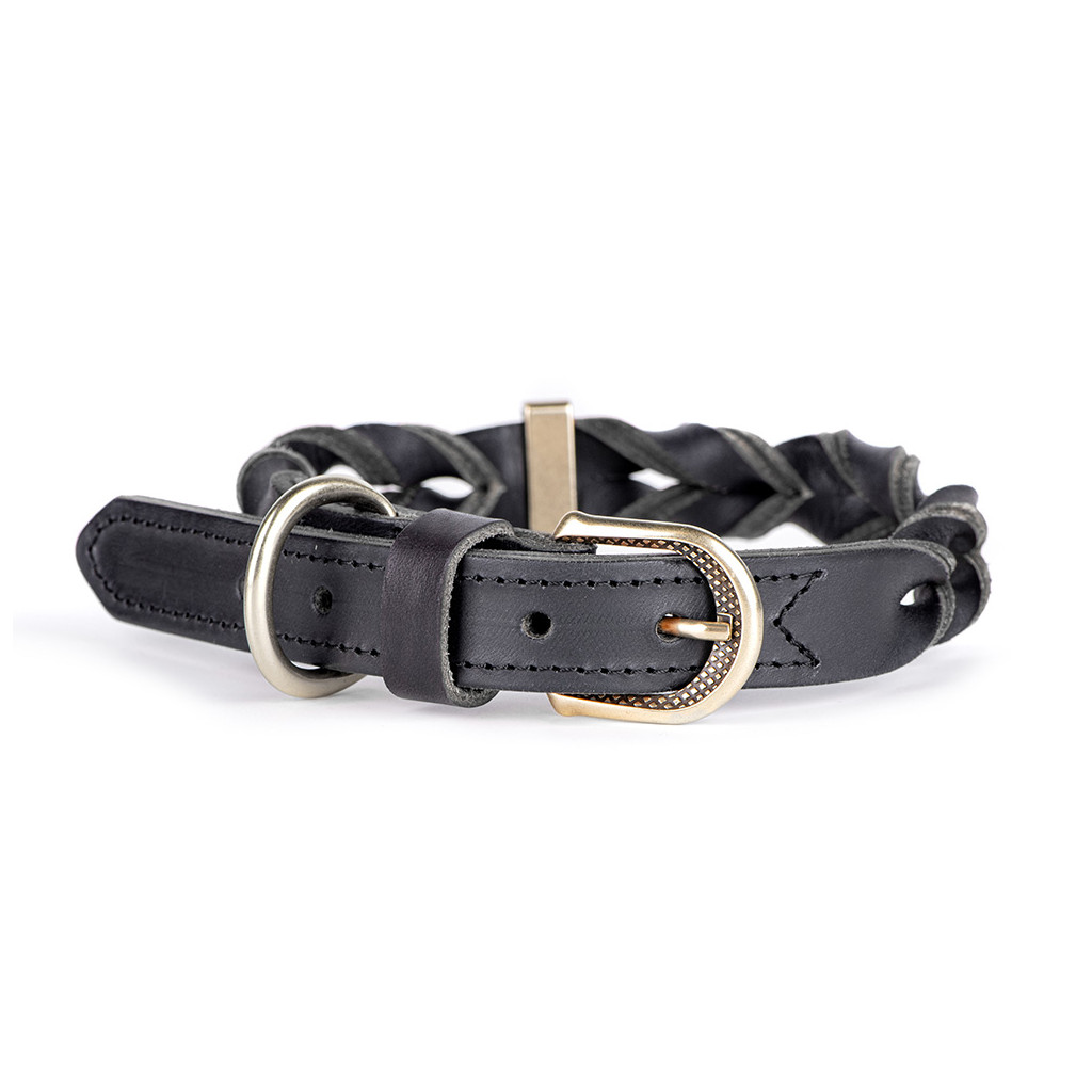 MyFamily Ascot hálsól úr leðri – svört, 35–41 cm