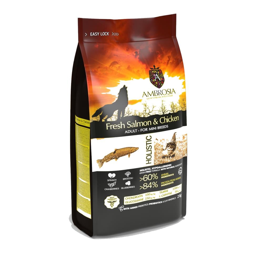 Ambrosia Classic Smáhundafóður Adult  – Ferskur Lax & Kjúklingur 6Kg