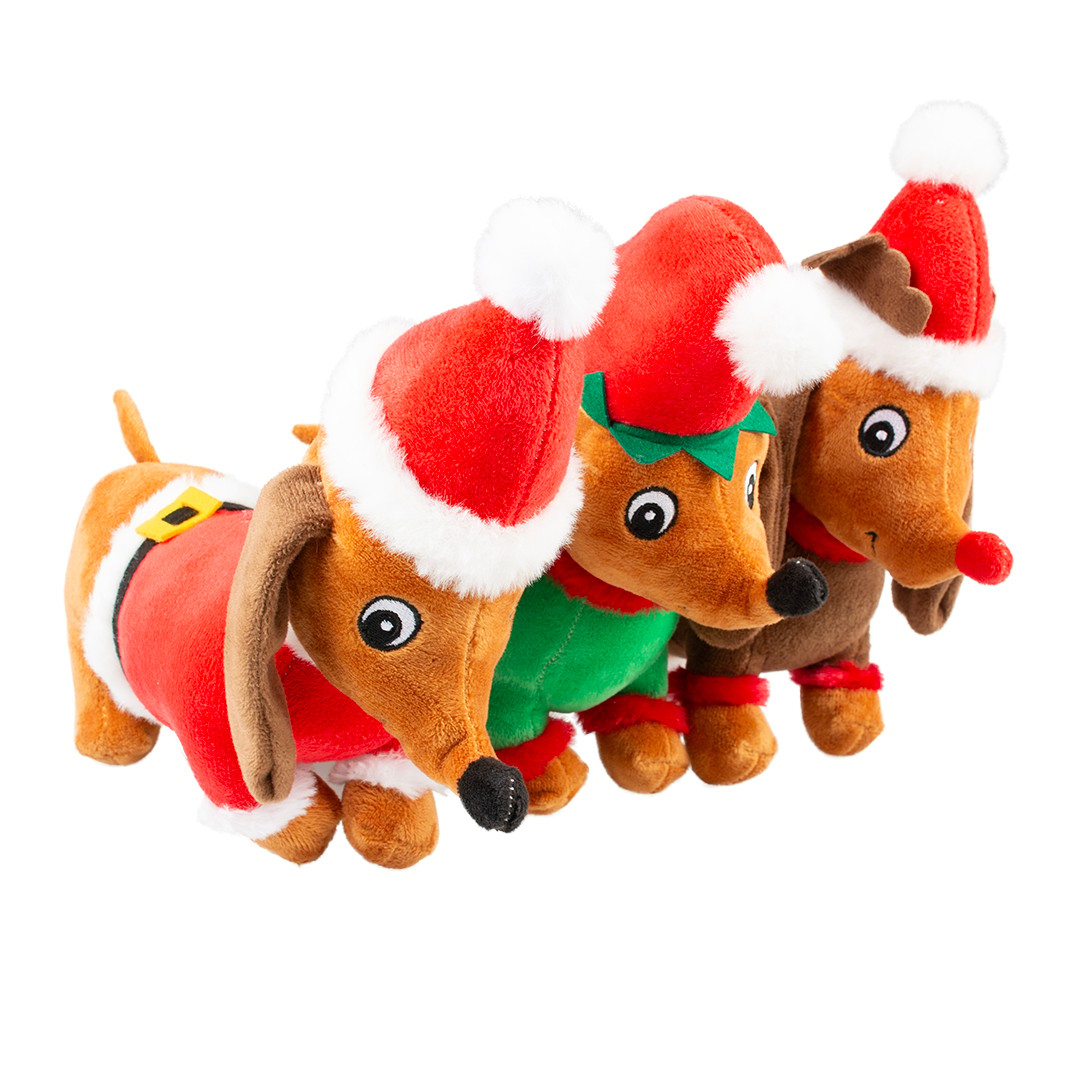 Xmas Plush dog 27cm mixed colors