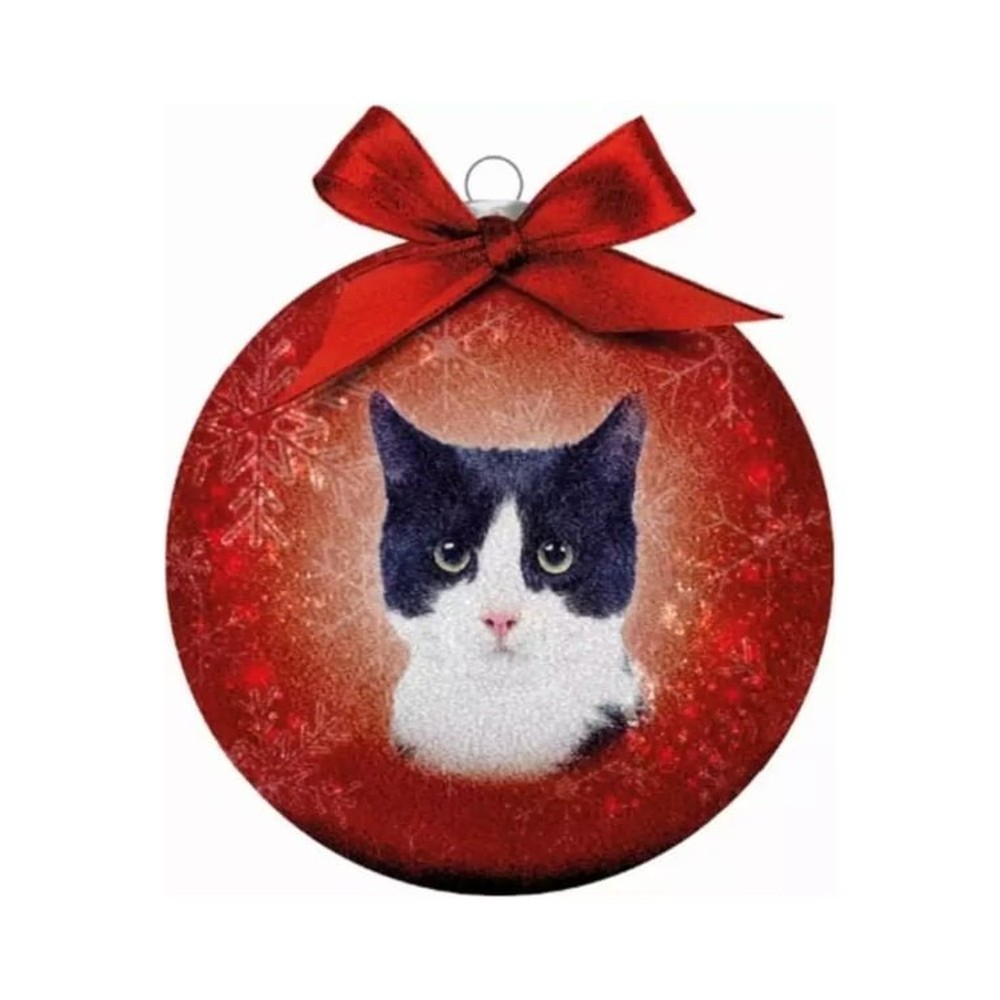 Bauble Xmas Frosted Cl Cat B&W