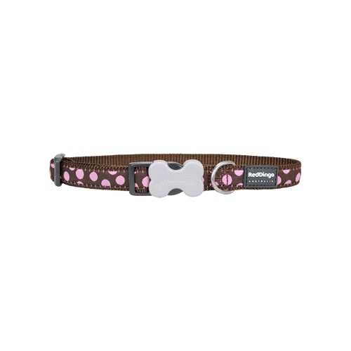 Dog Collar Pink Spots On Brown Xs
