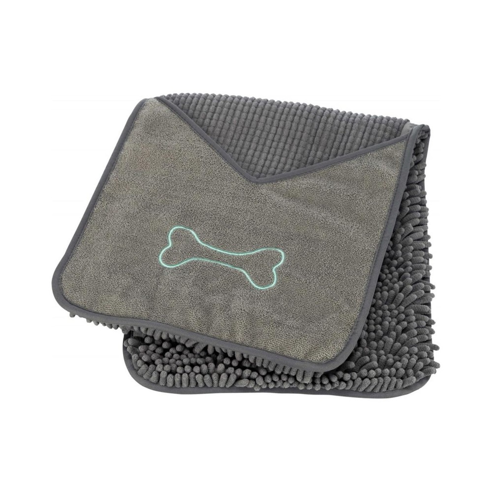 Towel w.pockets microfib.78x32cm grey H0132