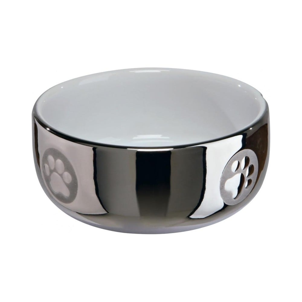 Keramik skálk 0.3 l/ø 11 cm, silver/whit