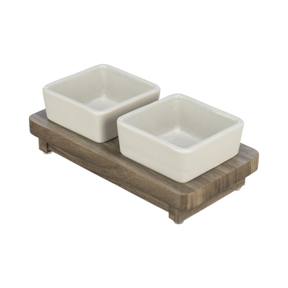 CityStyle bowl set ceram/MDF 2×0.2L gr/b