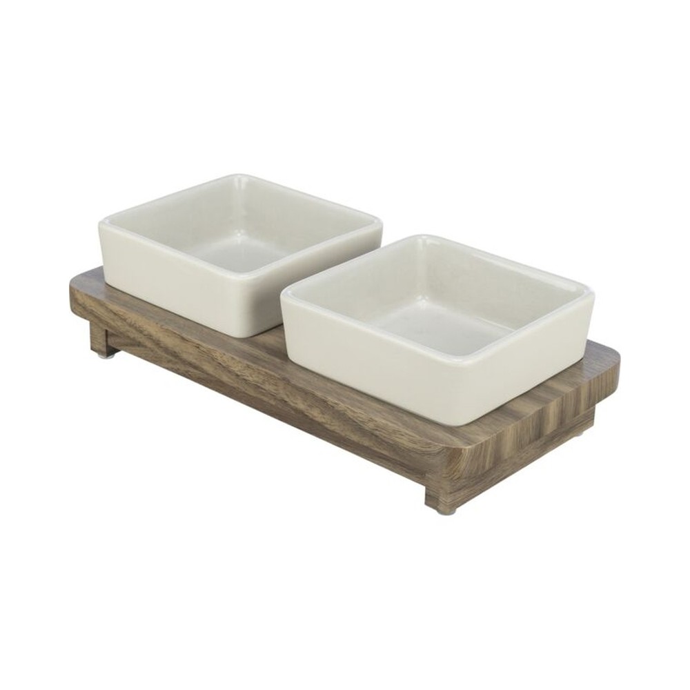 CityStyle bowl set ceram/MDF 2×0.4L gr/b