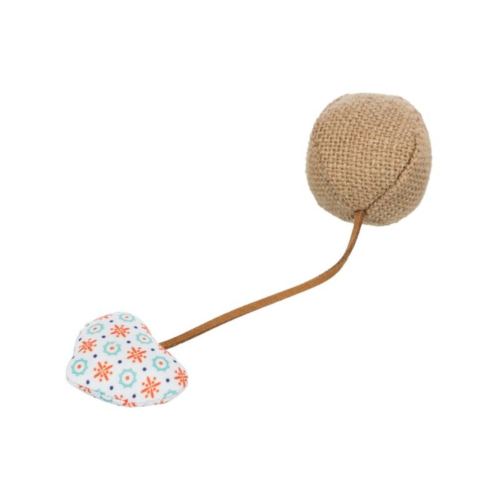 Ball with heart jute/fabric 4,5 x 18cm