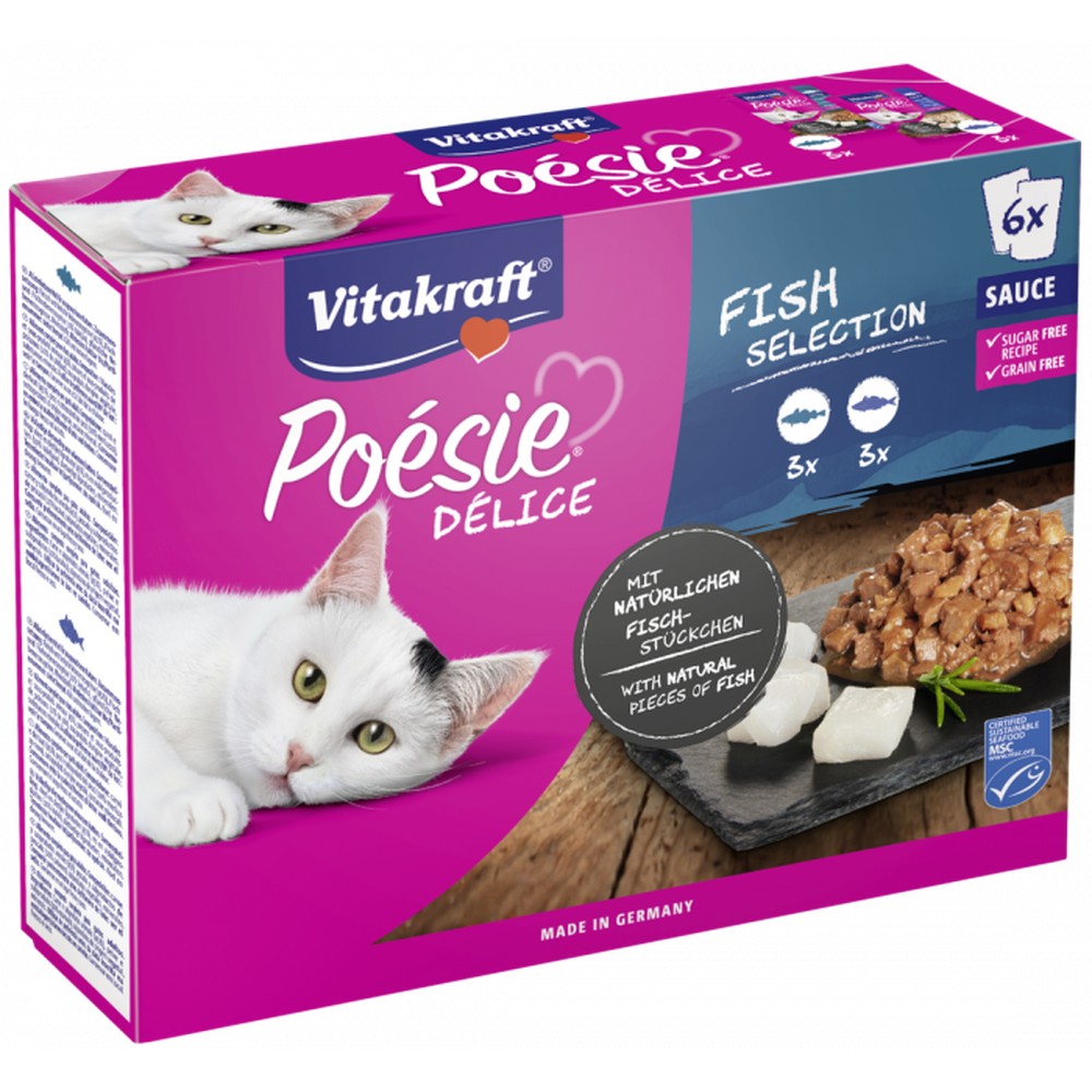 Poésie Délisauce með þorski og ufsa, 6 x 85 g.