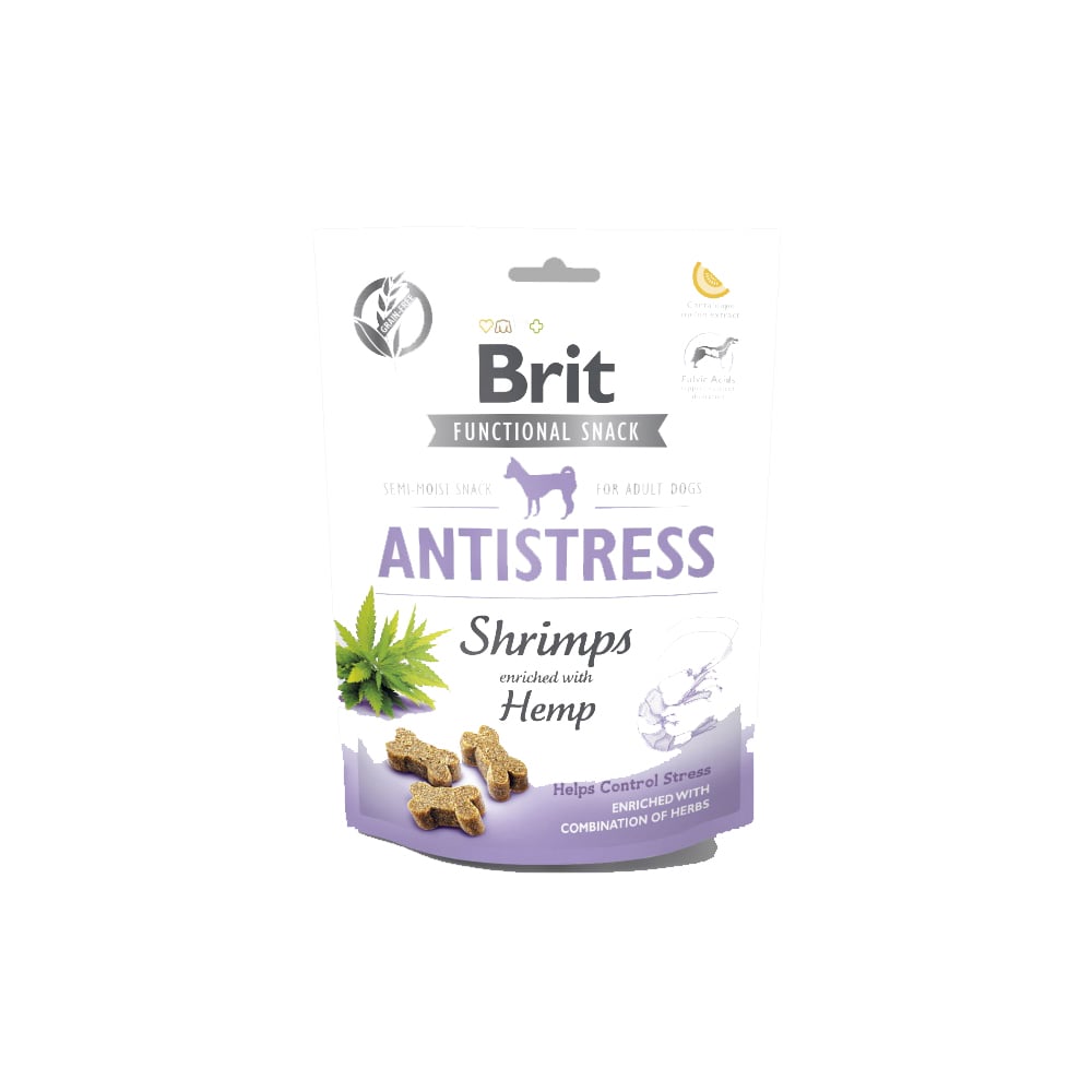 Brit Care Dog Funct. Snack Antistress Shrimps W/Hemp 150G