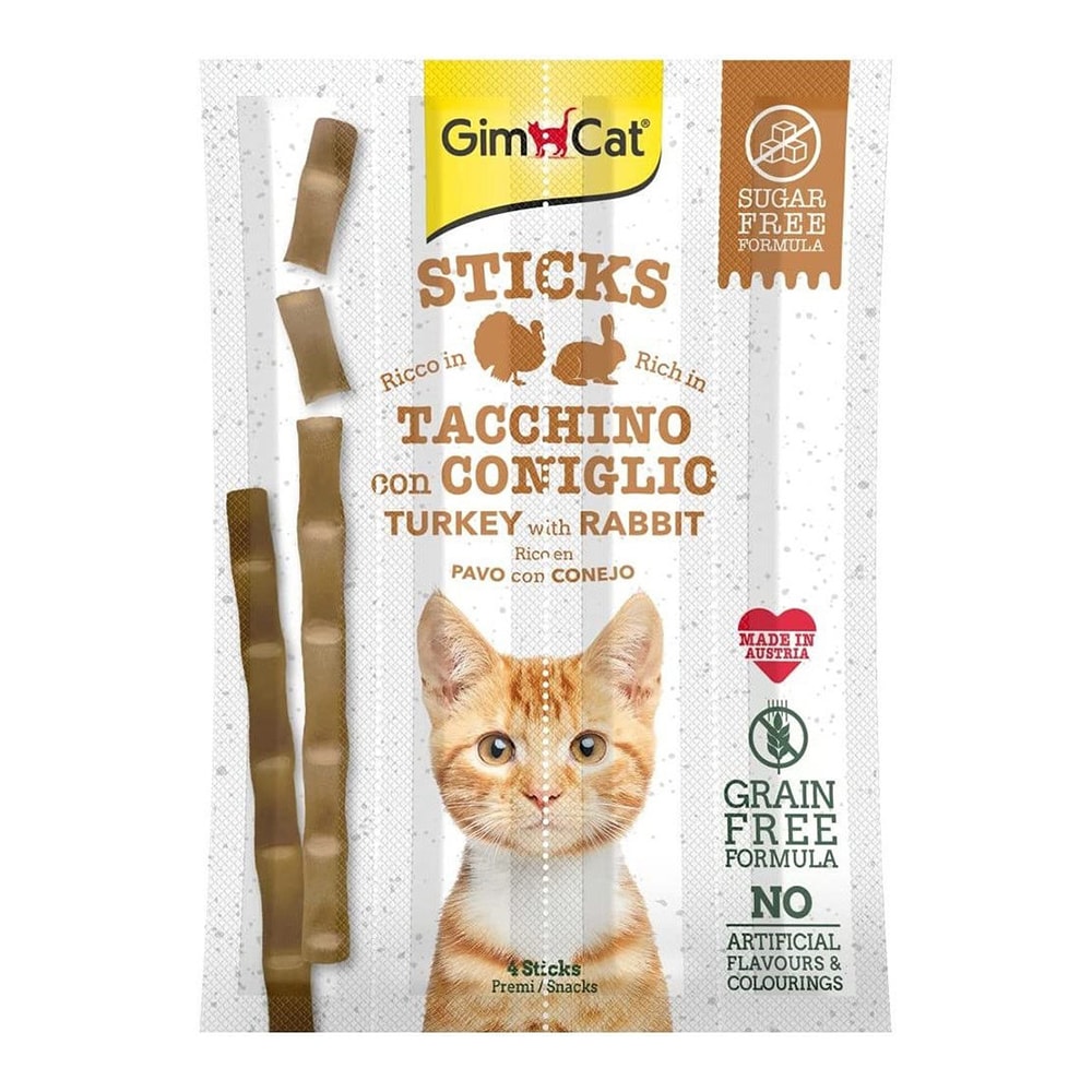 GimCat – Sticks Með Kalkún Og Kanínu 4 Stk