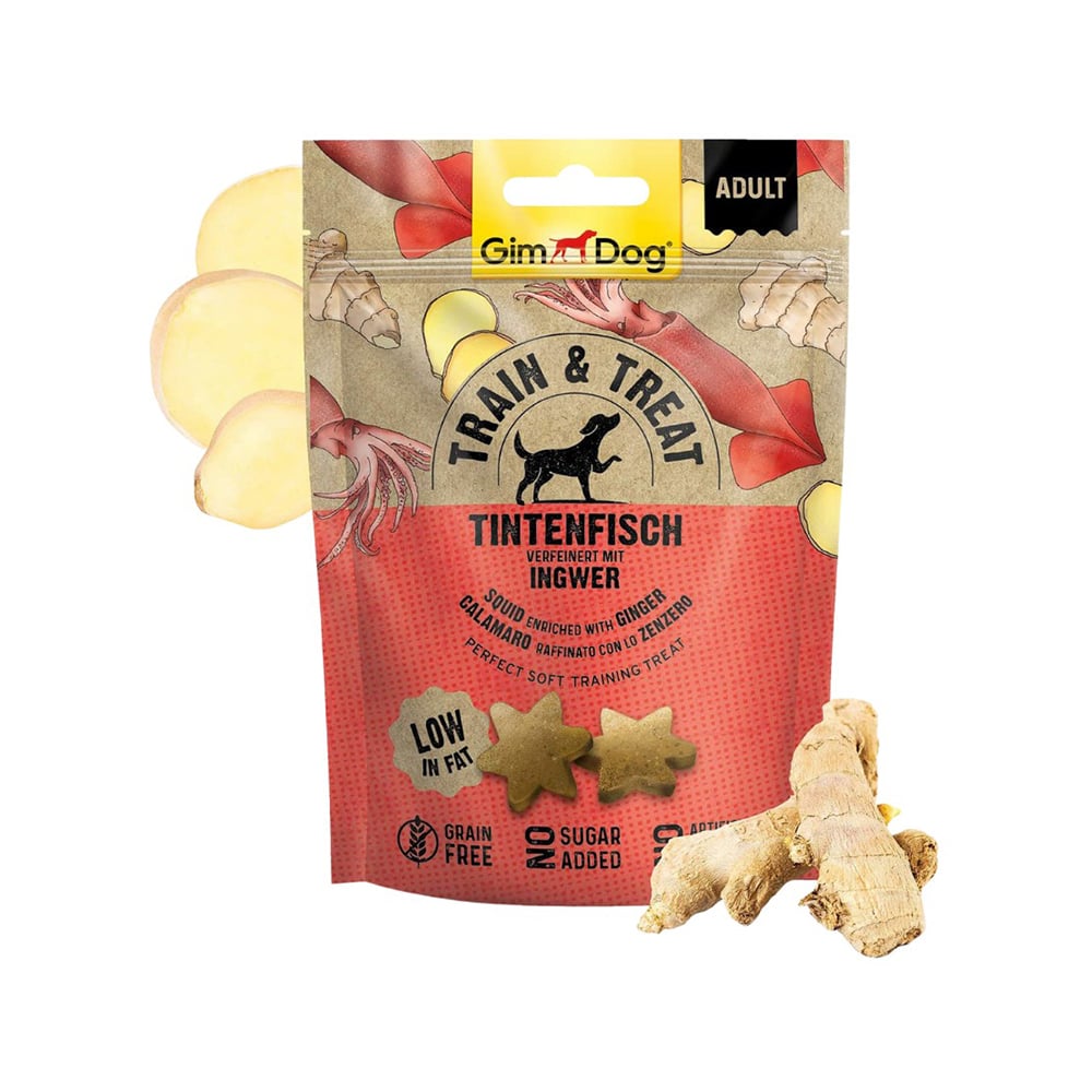 Gimdog Train & Treat Squid & Ginger 125G