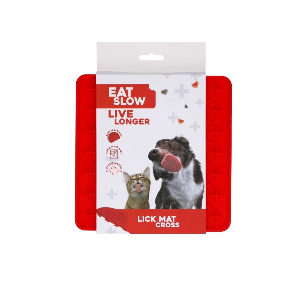 Eat Slow Live Longer Lick Mat Cross Rood