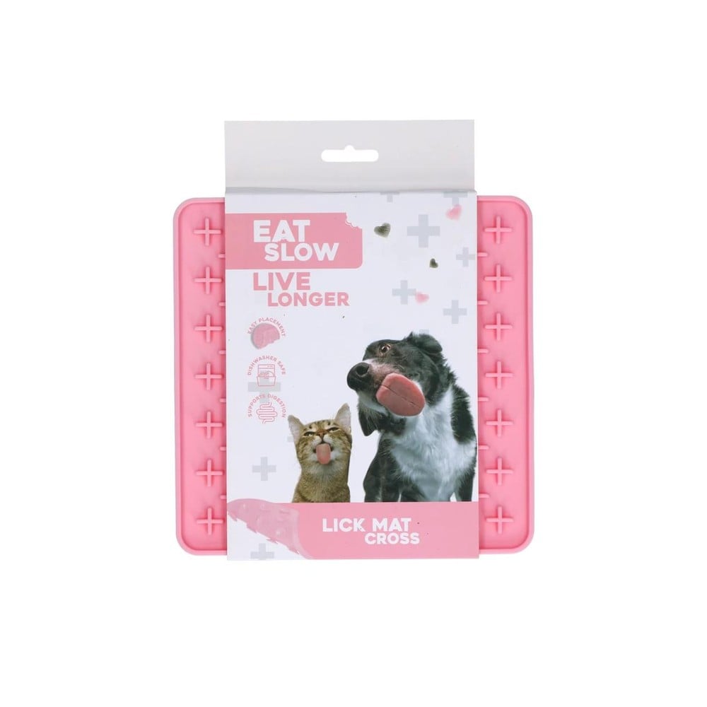 Eat Slow Live Longer Lick Mat Cross Roze