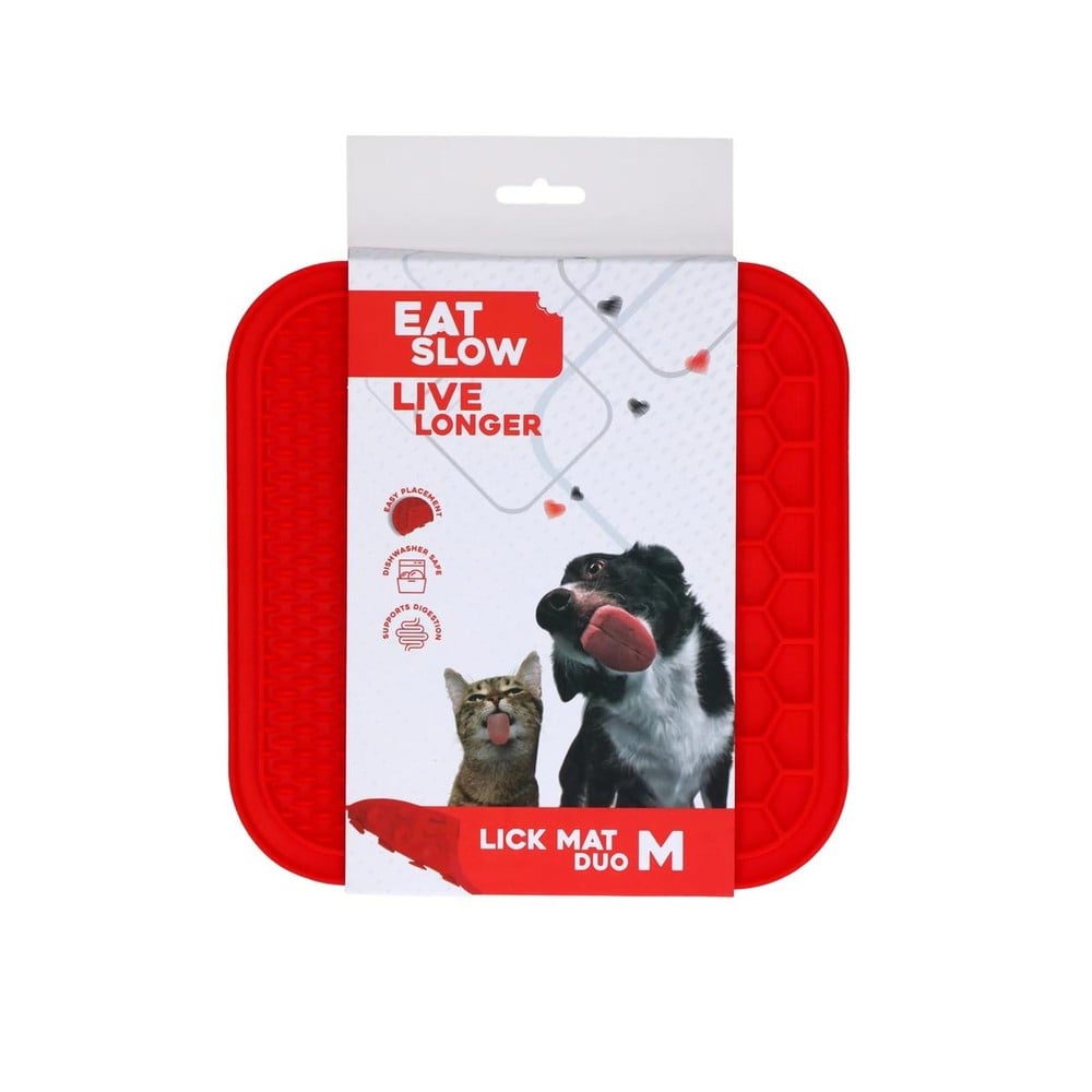 Eat Slow Live Longer Lick Mat Duo M Red