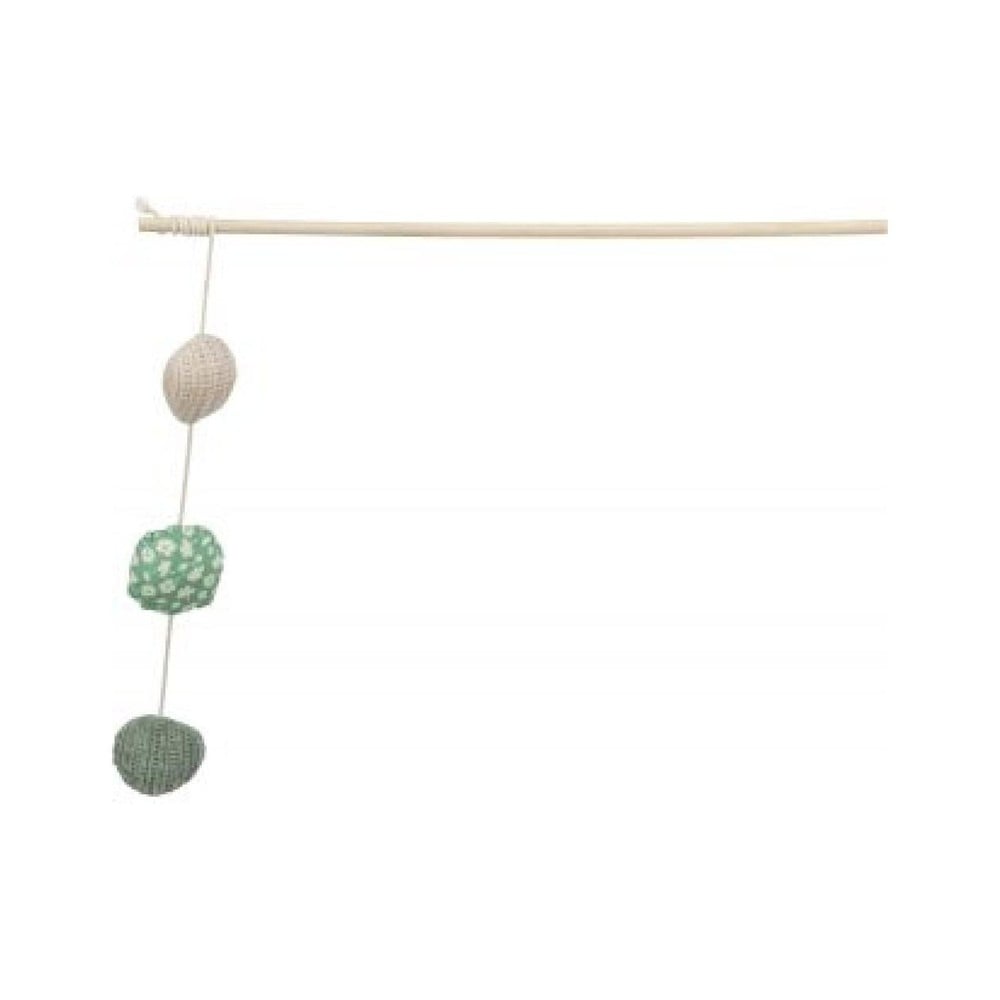 Playing rod w.3 balls wood/fabric catnip