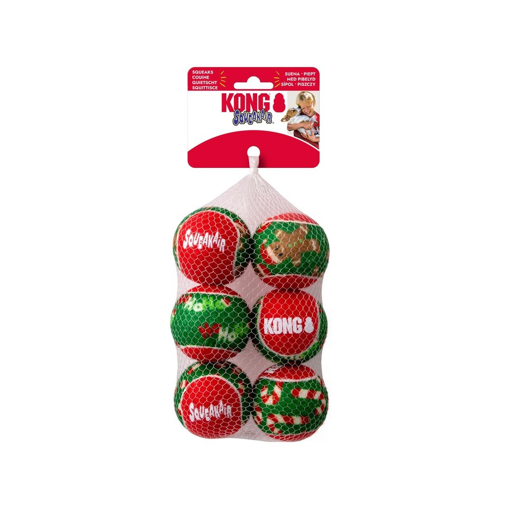 KONG Xmas SqueakAir Balls 6-pk Md