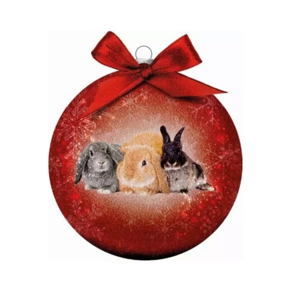 Bauble Xmas Frosted Cl Rabbits
