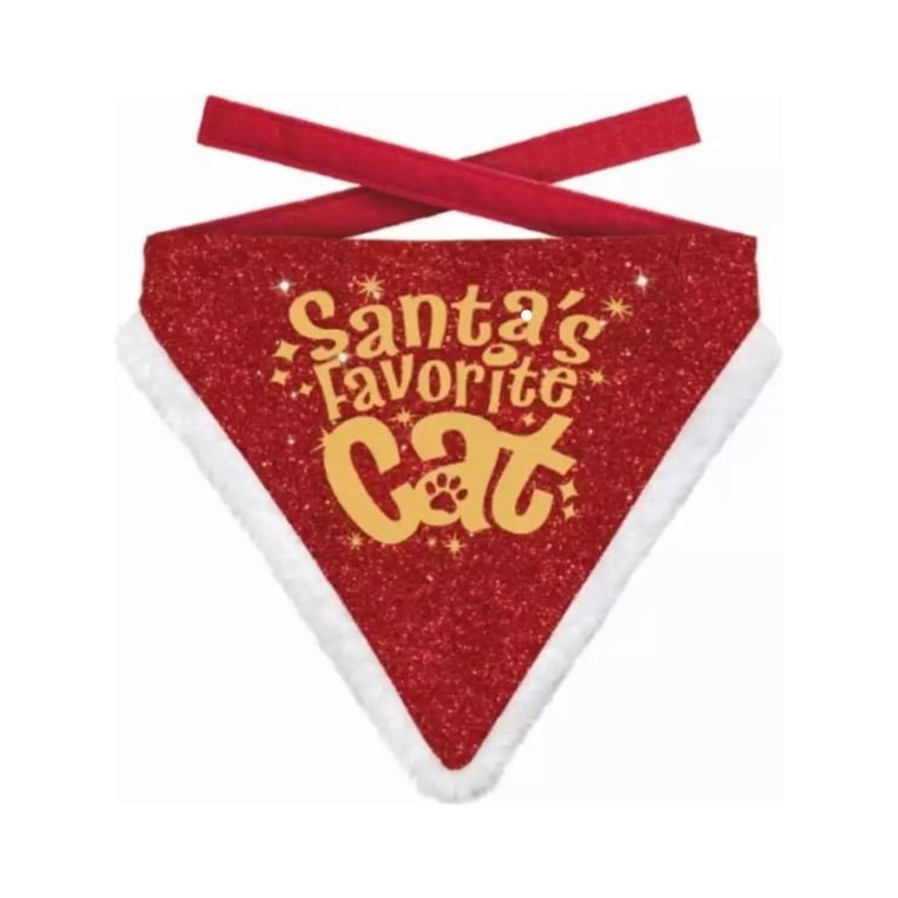 Bandana Xmas Favorite Cat Red Gold XS