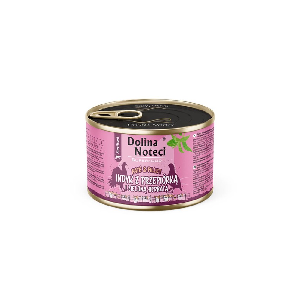 Dolina Noteci Pate & Fillet blautmatur fyrir ketti – kalkúnn, kornhæna og grænt te, 185 g