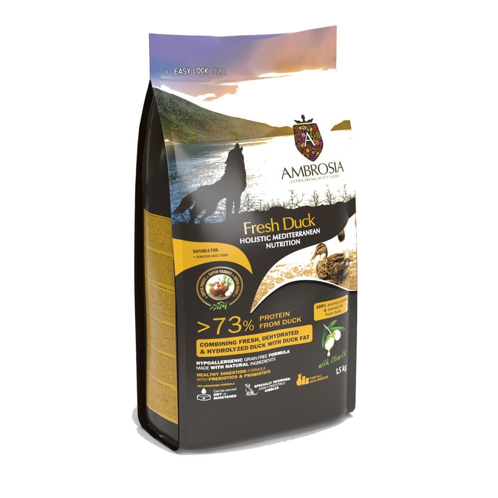 Ambrosia Mediterranean Hundafóður Sensitive – Fersk Önd 5Kg