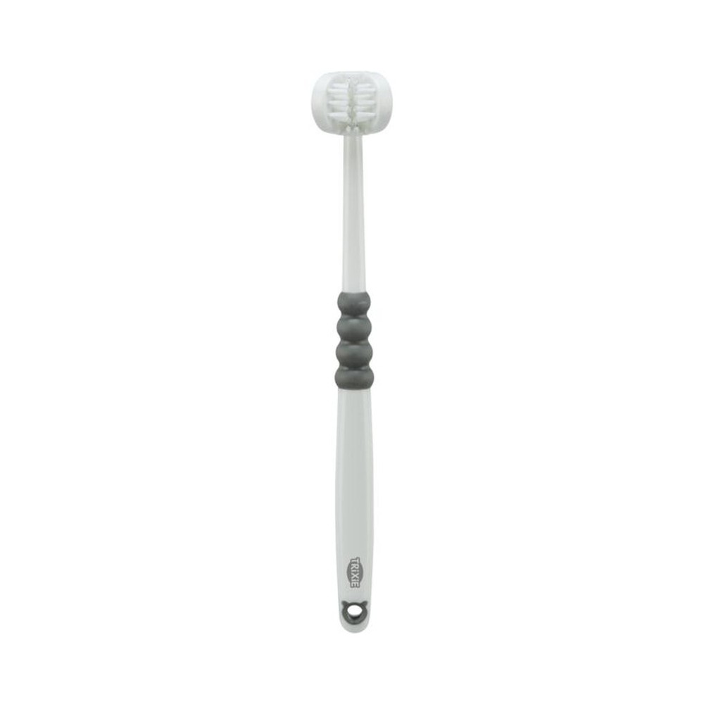 3-headed toothbr.dog/cat 18cm white/grey 3