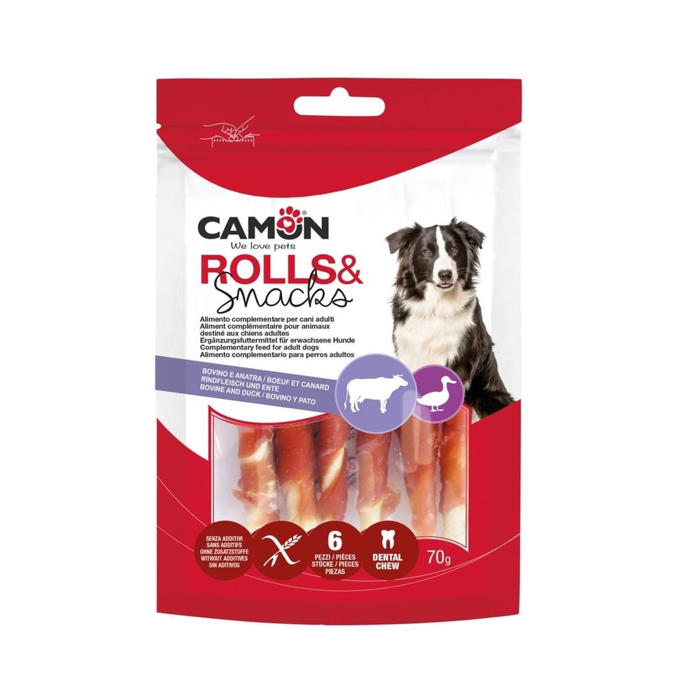 Bovine hide rolls with duck – 17cm – 140g – 3pcs