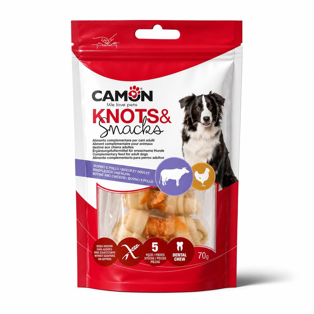 Camon hnýtt nautahúðarbein með kjúklingi – 25 cm, 220 g, 1 stk