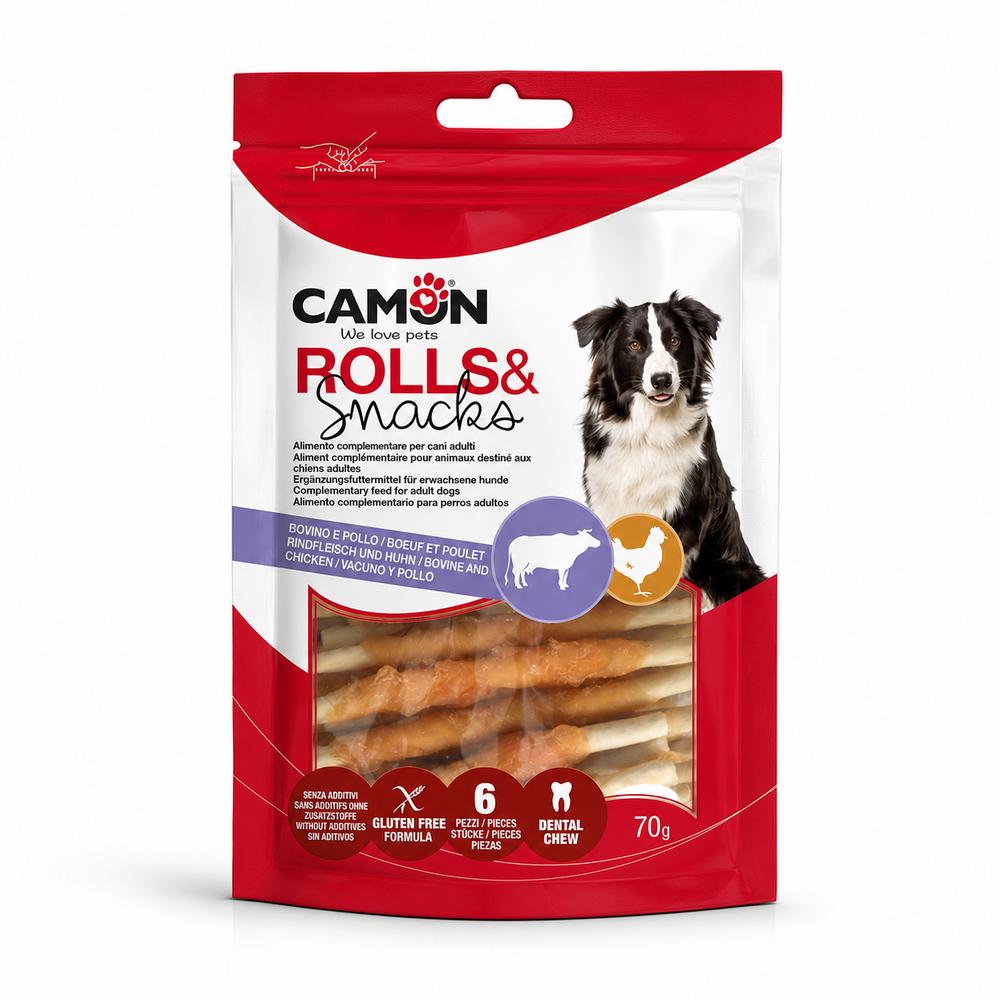 Camon nautahúðarrúllur með kjúklingi – 12 cm, 70 g, 6 stk