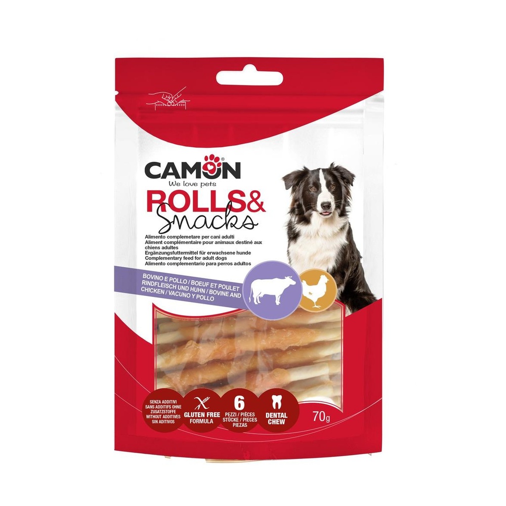 Bovine hide rolls with chicken – 28cm – 250g – 3pcs