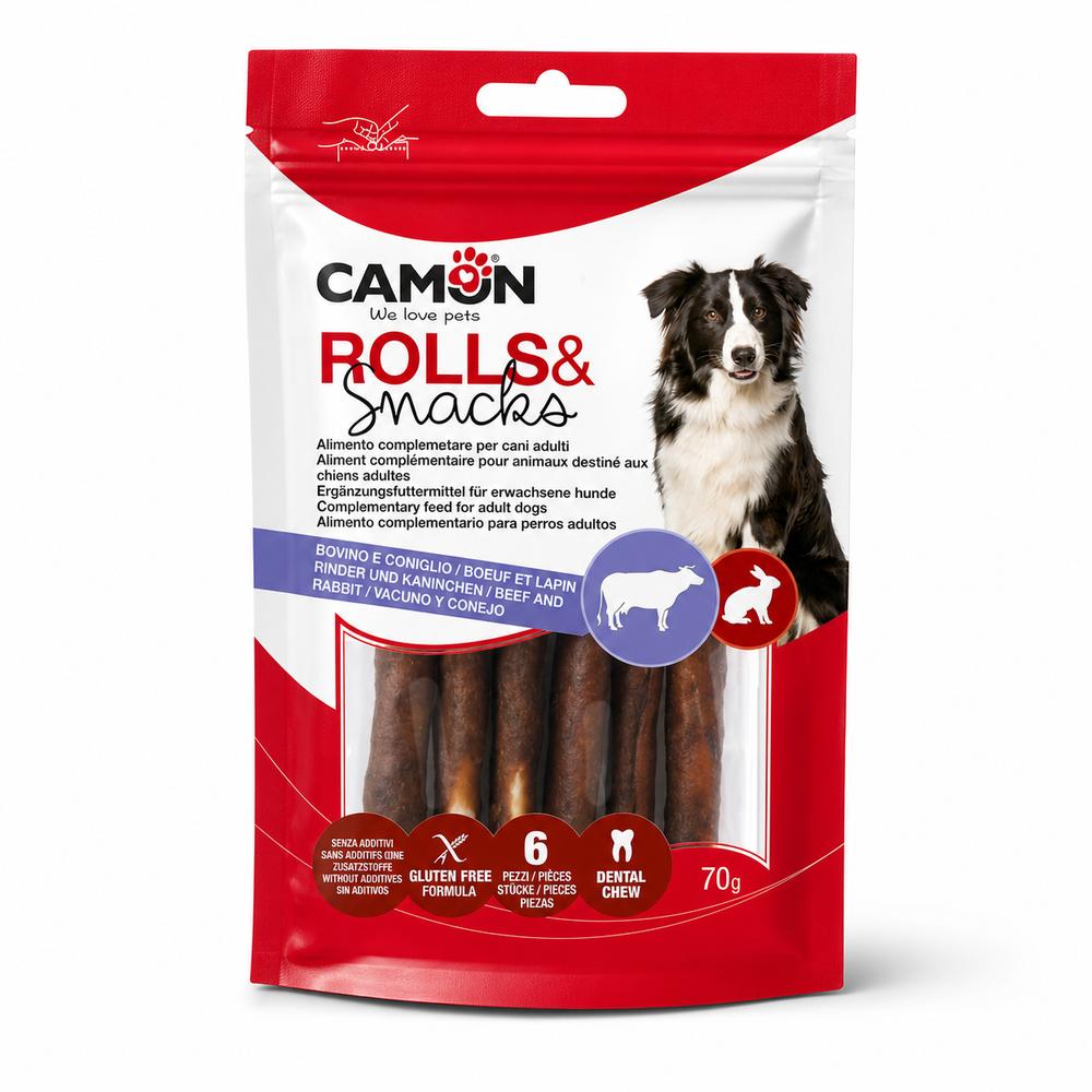 Camon nautahúðrúllur með kanínu – 12 cm, 70 g, 6 stk