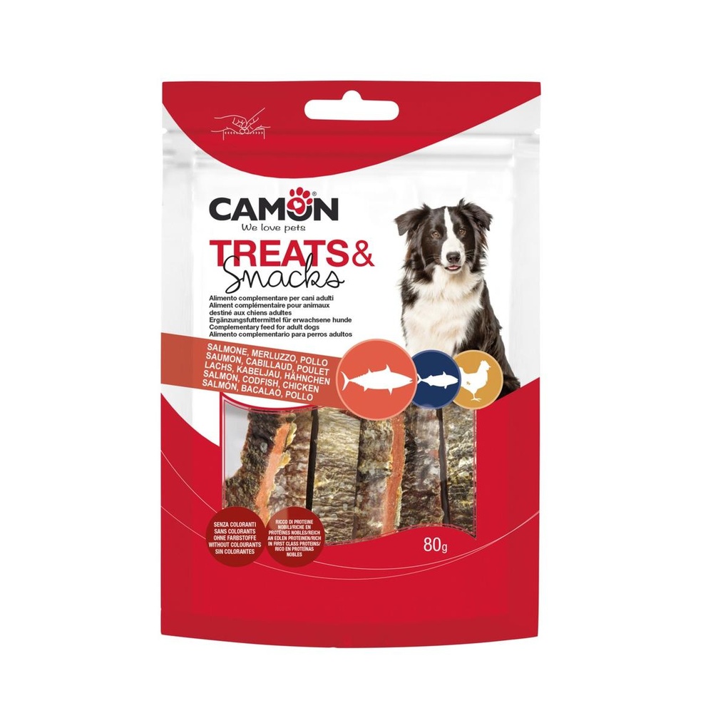 Large salmon strips with cod skin – 80g