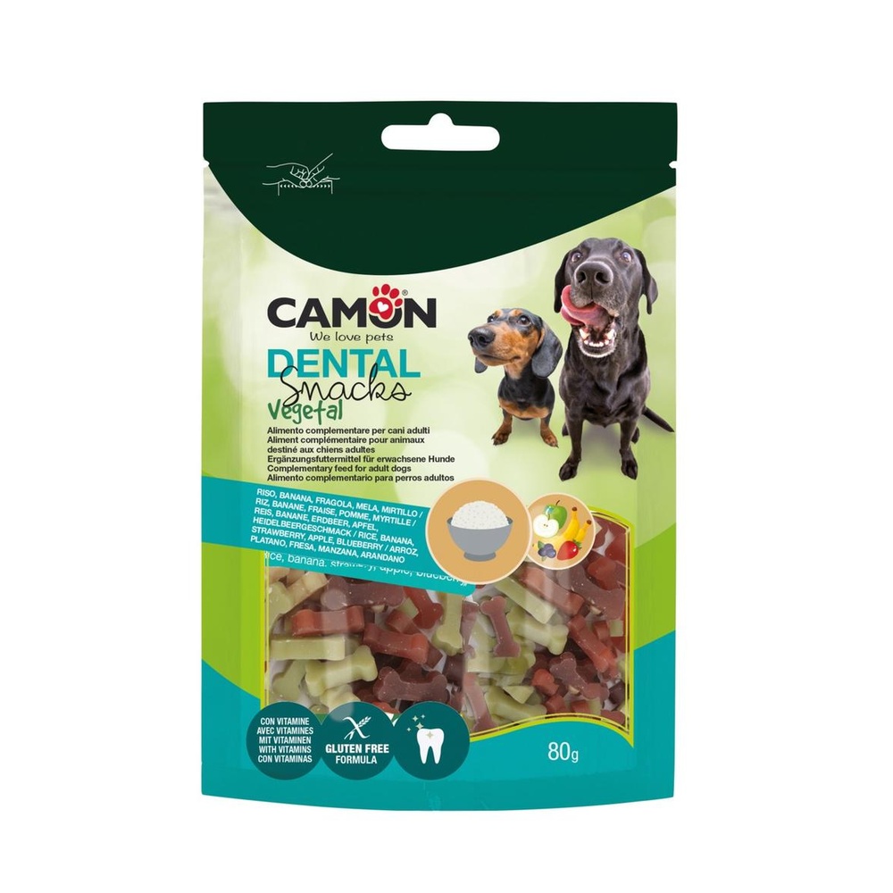 Rice mini bones – banana, strawberry, apple & blueberry flavours – 80g