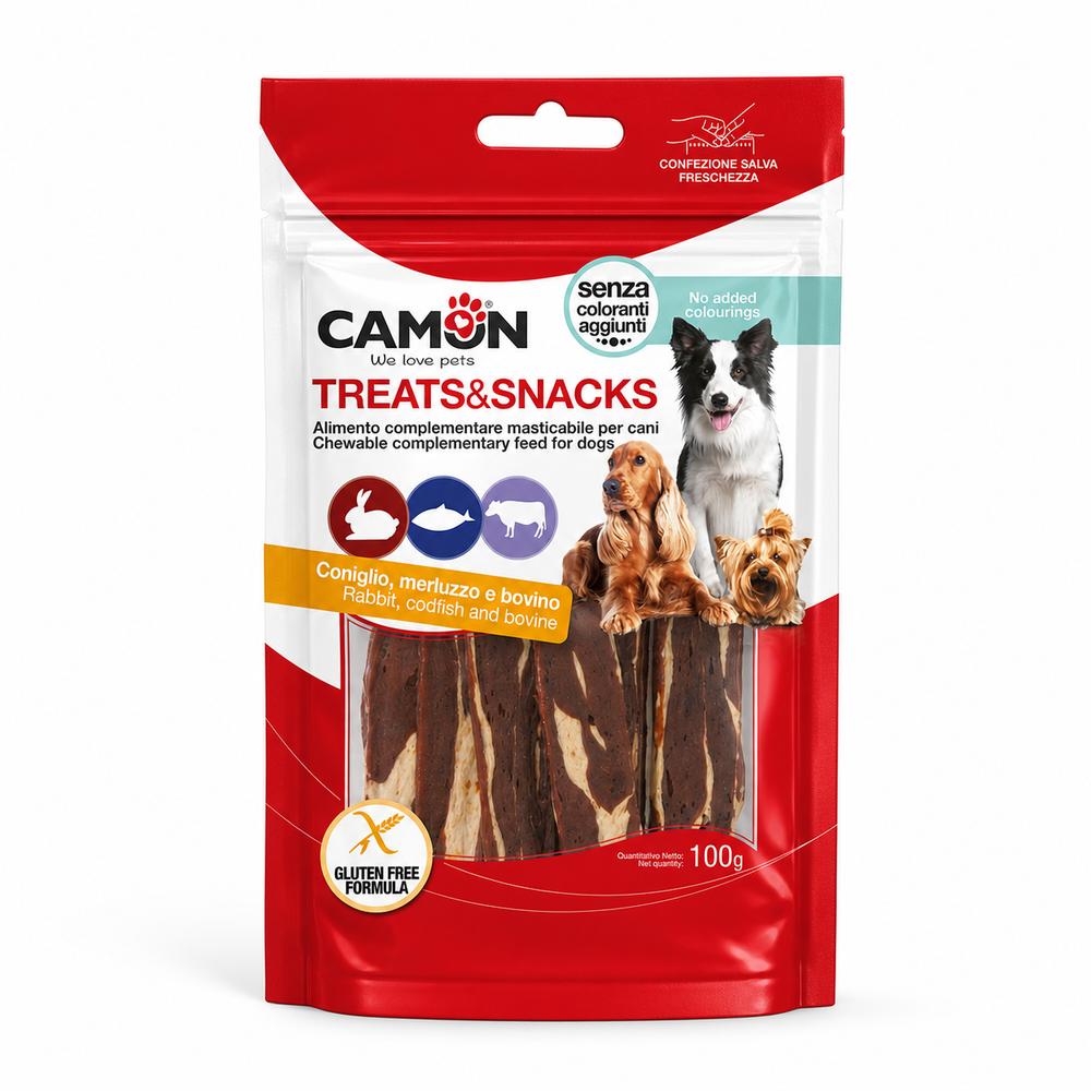 Camon þurrkað úr kanínu, þorski og nautahúð – 100 g