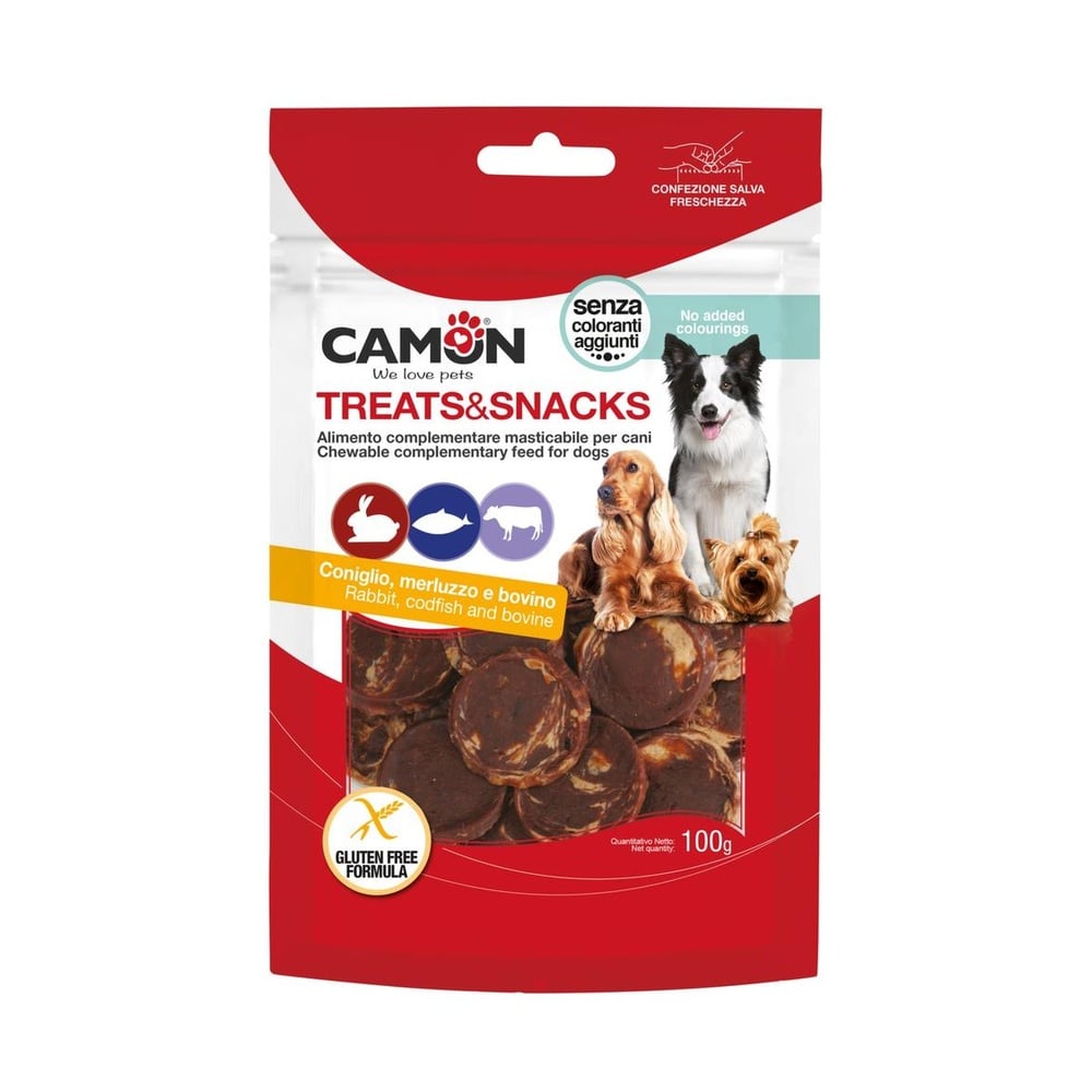 Rabbit, cod & bovine hide coins – 100g