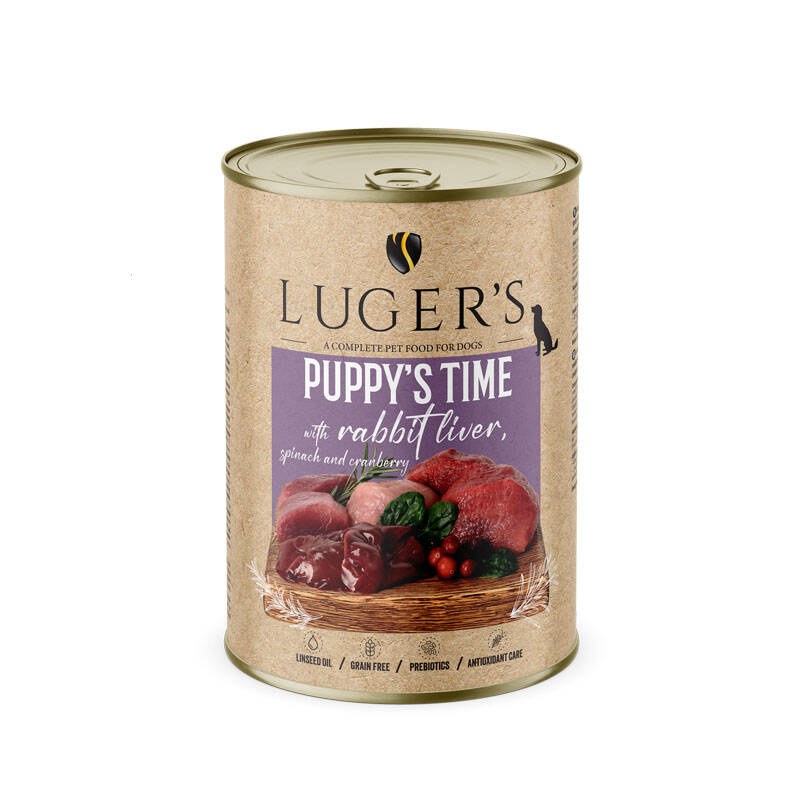 LUGER’S PUPPY’S TIME – RABBIT LIVER, SPINACH AND CRANBERRY 6x400g