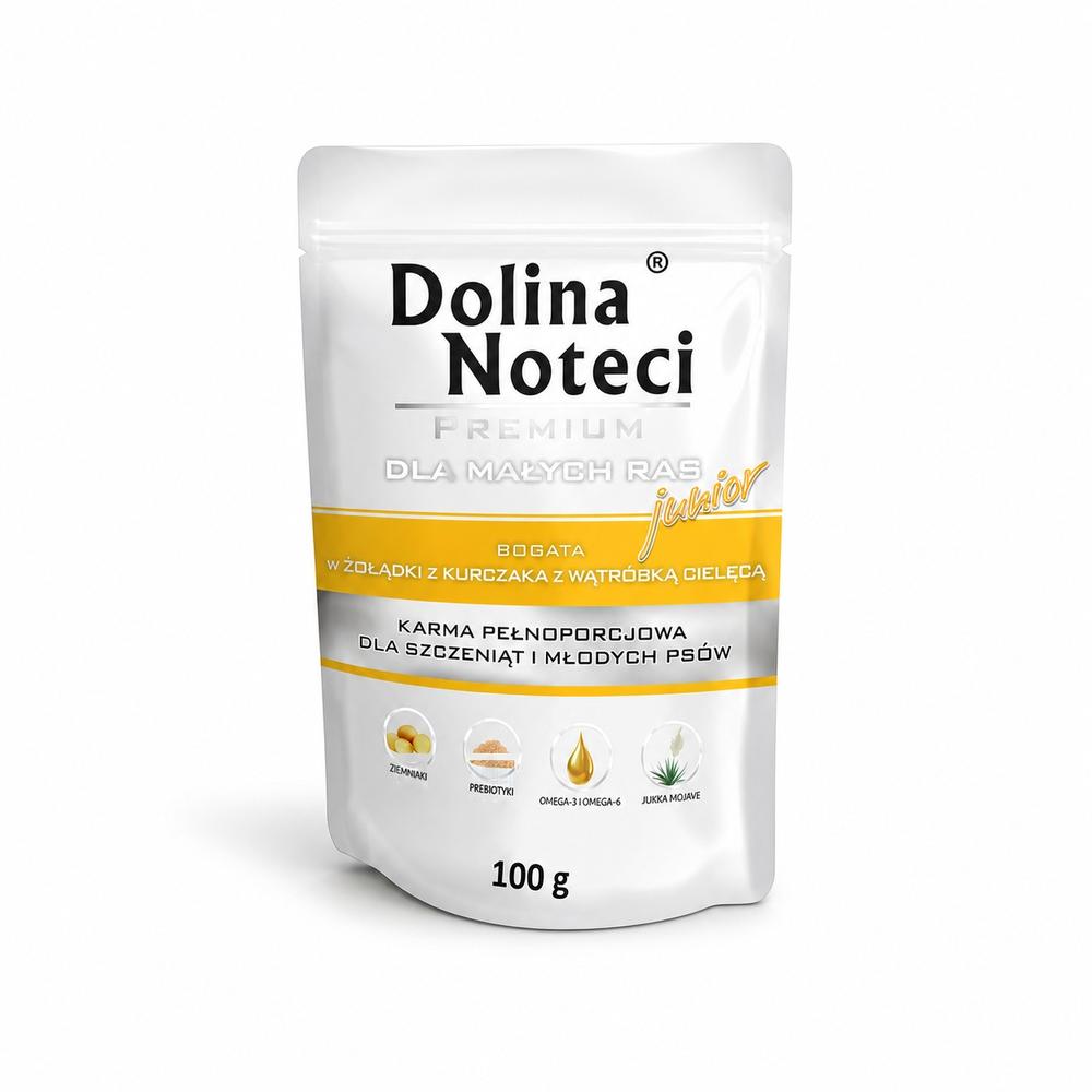 Dolina Noteci Dog Junior – kjúklingahjörtu og kálfalifur, 100 g
