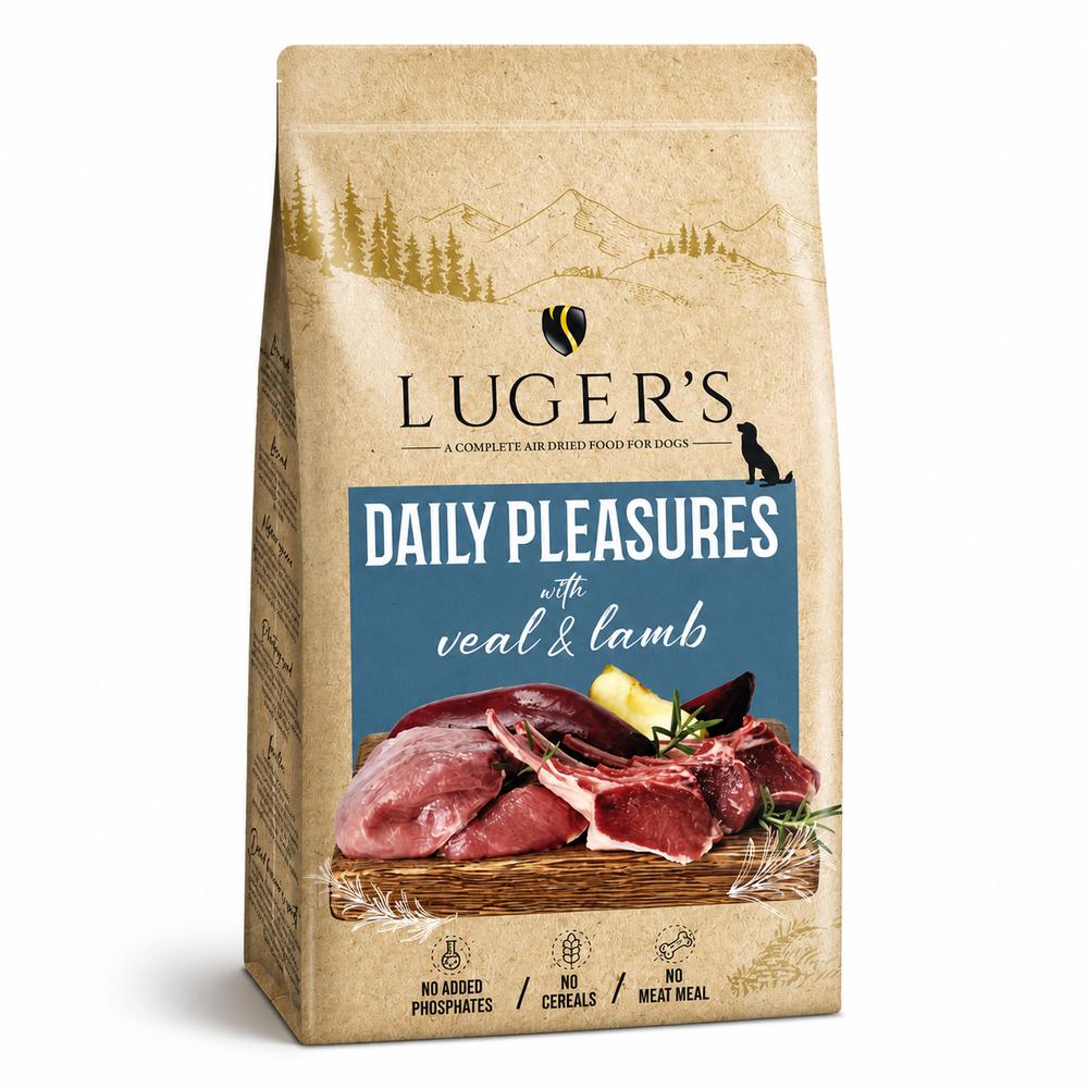 Luger’s Daily Pleasures loftþurrkað hundafóður – Kálfakjöt og lambakjöt 9 kg