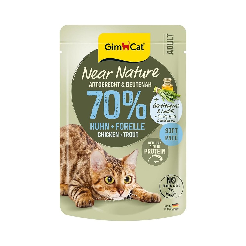 GimCat Near Nature blautmatur fyrir ketti – kjúklingur og silungur, 85 g