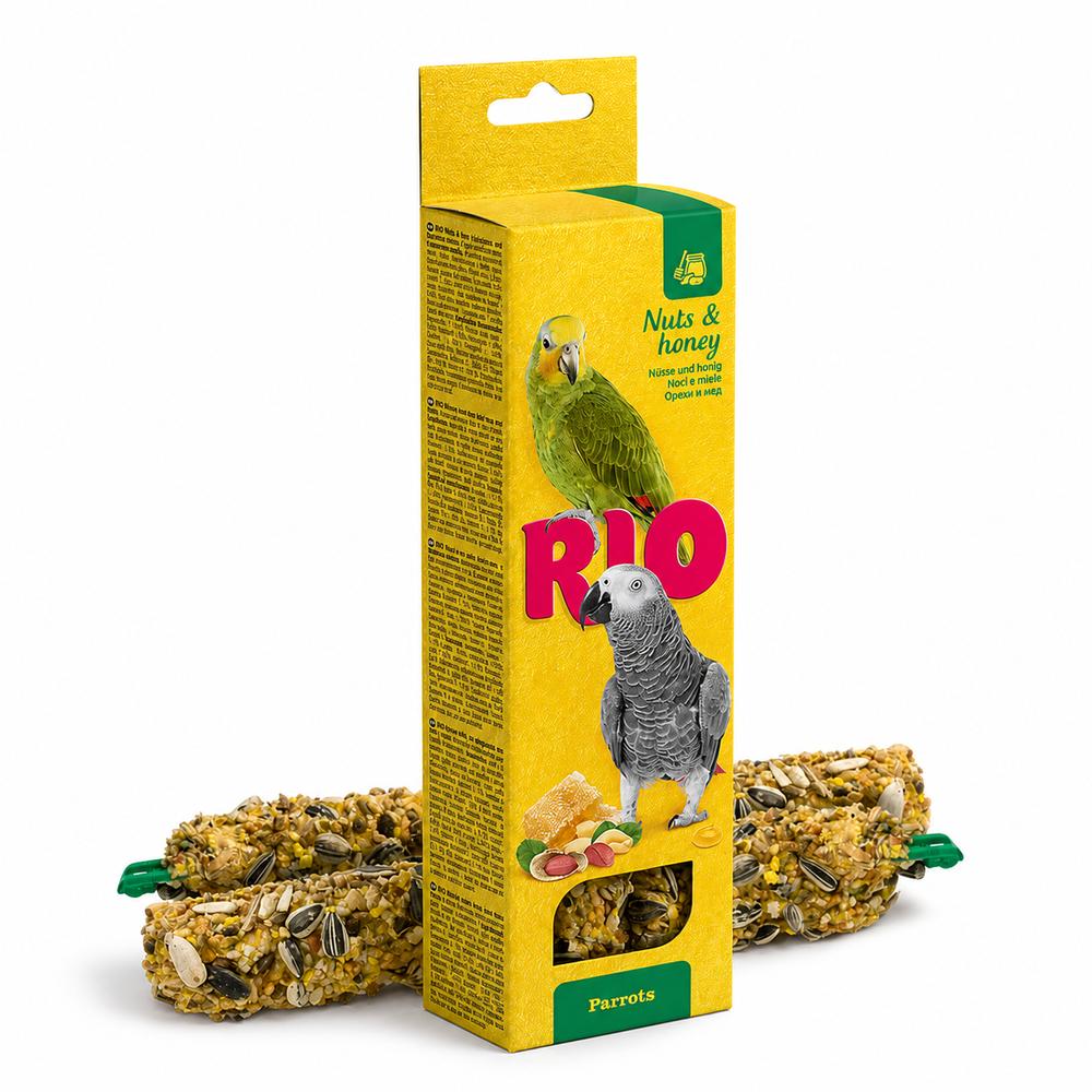 RIO stangir fyrir páfagauka með hunangi og hnetum – 2×90 g