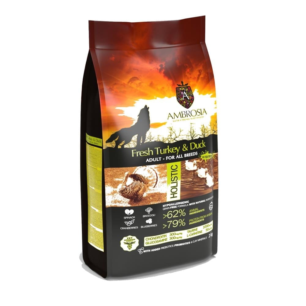 Ambrosia Classic Hundafóður Adult – Ferskur Kalkúnn & Önd 2Kg