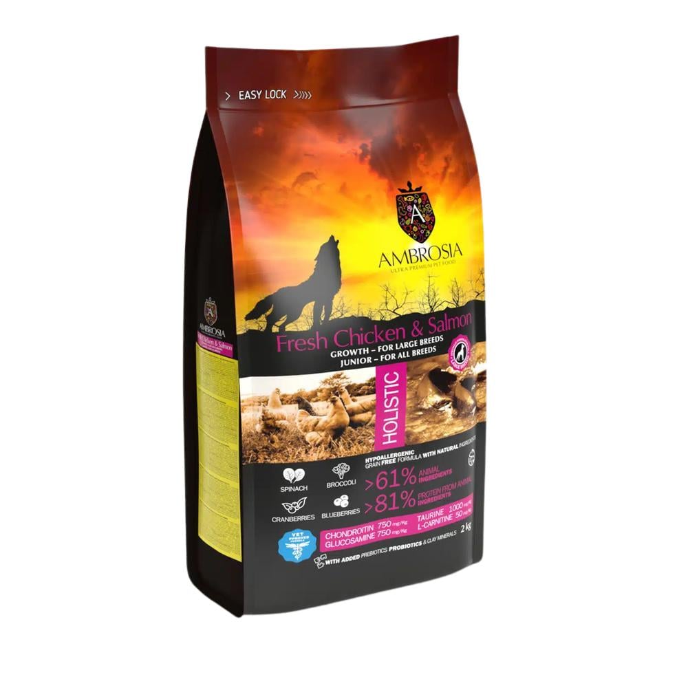 Ambrosia Classic Hvolpafóður Large Breeds – Ferskur Kjúklingur & Lax 12Kg