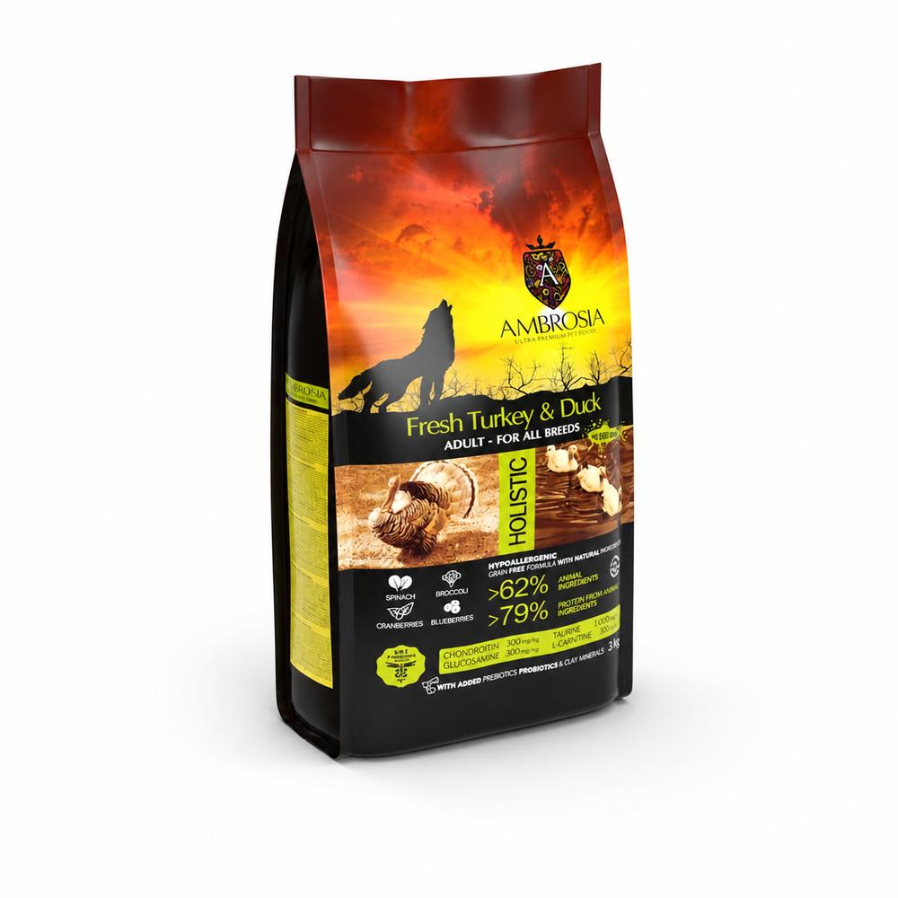 Ambrosia Classic Hundafóður Adult – Ferskur Kalkúnn & Önd 12Kg