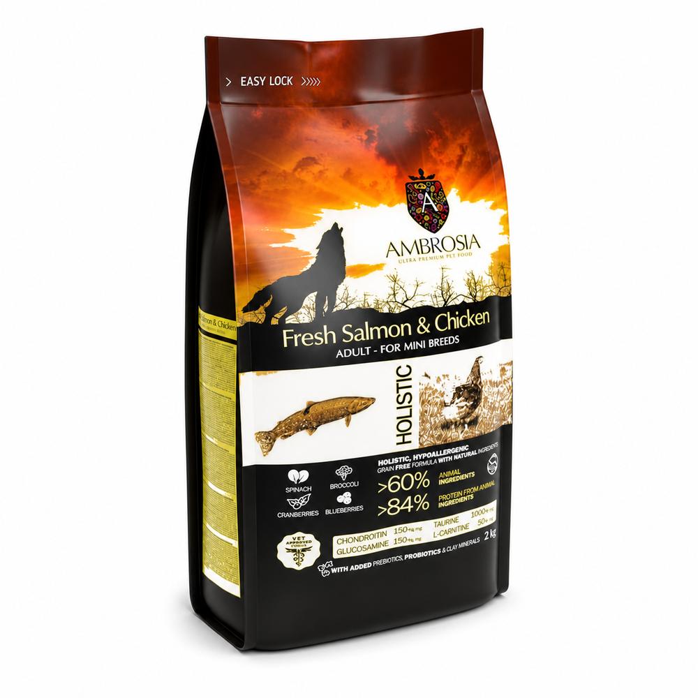 Ambrosia Classic Smáhundafóður Adult – Ferskur Lax & Kjúklingur 6Kg