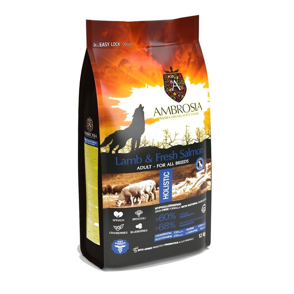 Ambrosia Classic Hundafóður Adult – Lamb & Ferskur Lax 12Kg
