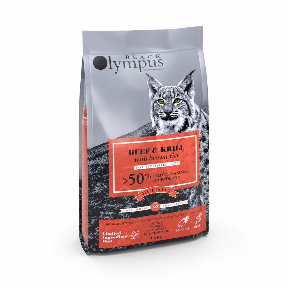 Black Olympus Low Grain Kattafóður Naut & Ljósáta 1.5Kg